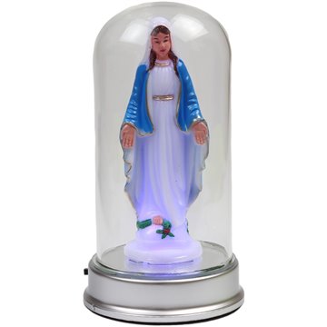 Mary Statues With LED Light in Dome 15X8cm