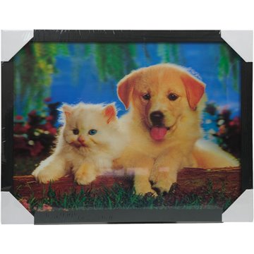 3D Picture Dog & Cat 32.5X42.5cm