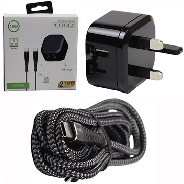 2 Ports Travel Charger With 2m Type C to Tyce C Cable