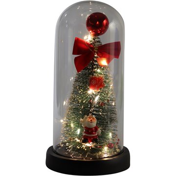 LED Lighted Christmas Tree In Glass Dome Ø11x20.5cm