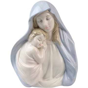 Porcelain Virgin Mary with Child statue 15X12cm