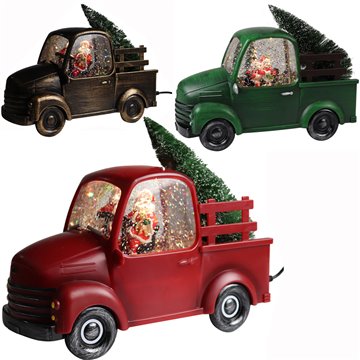 Musical Lighted Water Lantern Truck with Christmas Tree 24X13X9cm