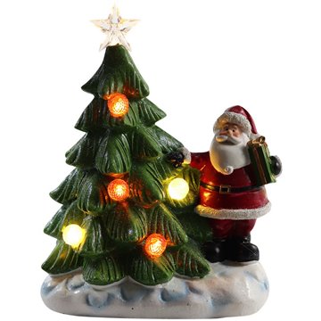 Porcelain Santa With Lighted Christmas Tree 20X15X10cm