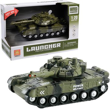 Power Military Tank w/ Flashing Lights and Sound 23.5X15.5X11cm