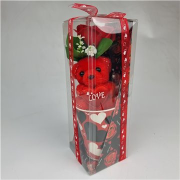 Red Bear Cup & Rose Gift Set