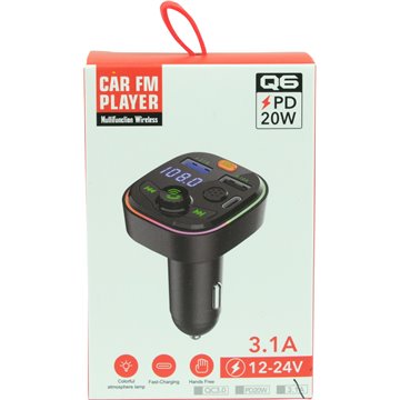 Car Auto MP3 FM Transmitter Hands-Free With Dual USB & PD 20W Charger