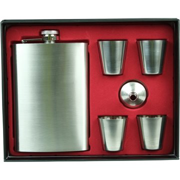 8oz Stainless Steel Hip Flask Gift Set
