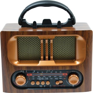 Wood Grain Radio 17X14cm