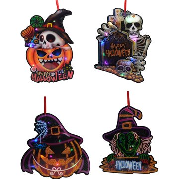 Light Up Halloween Window Light Assorted 25.5X22cm (6)