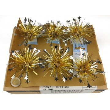 6PC SILVER/GOLD STAR FIREWORK BOW