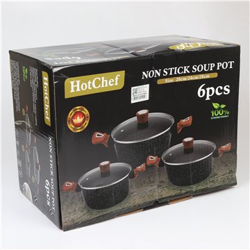6pcs Non Stick Soup Pot 20/24/28cm
