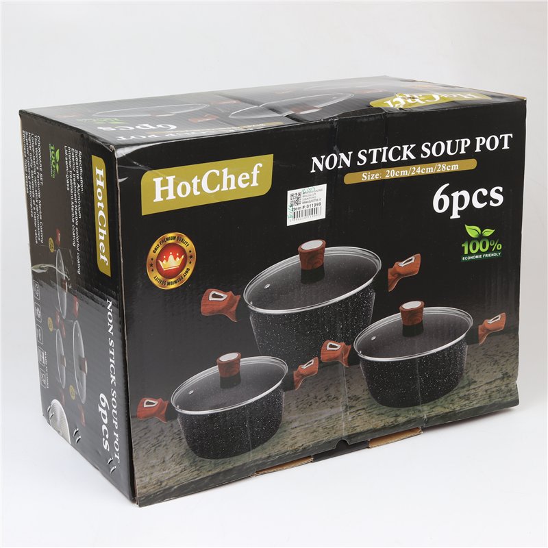 6pcs Non Stick Soup Pot 20/24/28cm 6pcs Non Stick Soup Pot 20/24/28cm