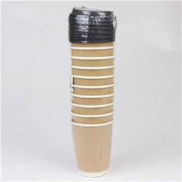 Disposable Paper Coffee Cups with Lids – 12oz Kraft Cups, 10-Pack