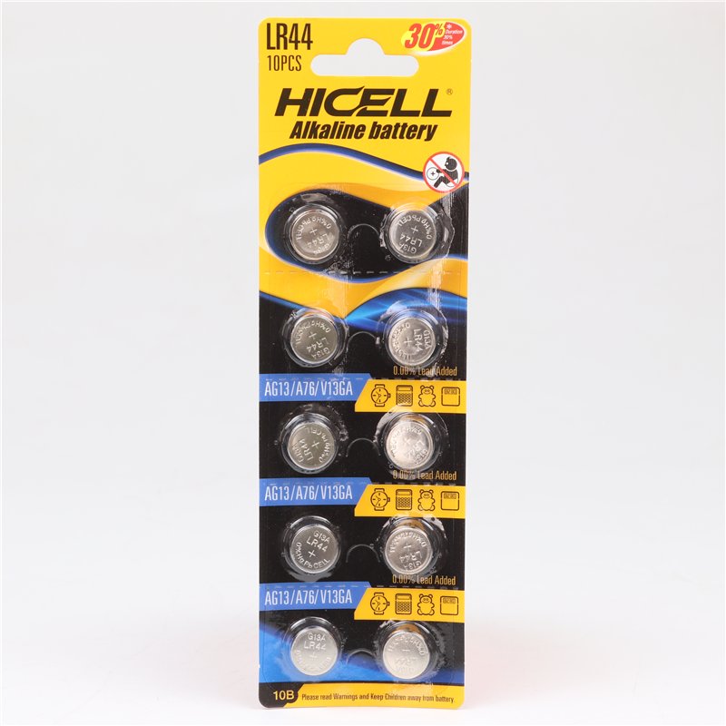HICELL AG13 LR44 1.5V Alkaline Batteries – 10pcs (10) HICELL AG13 LR44 1.5V Alkaline Batteries – 10pcs (10)