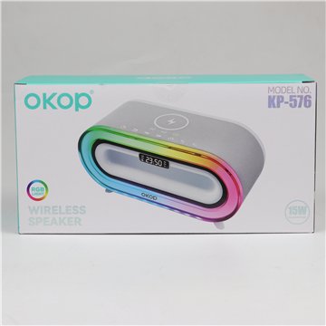 RGB Bluetooth Speaker with Wireless Charger & LED Display 24X12cm