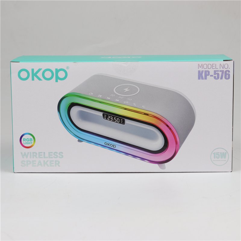 RGB Bluetooth Speaker with Wireless Charger & LED Display 24X12cm RGB Bluetooth Speaker with Wireless Charger & LED Display 24X12cm