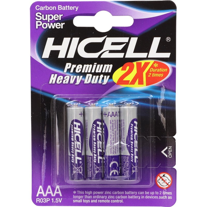 HICELL AAA Zinc Batteries – 4-Pack (12) HICELL AAA Zinc Batteries – 4-Pack (12)