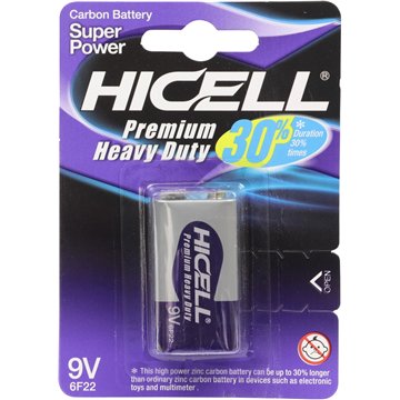HICELL 9V Zinc Batteries – 1-Pack (12)