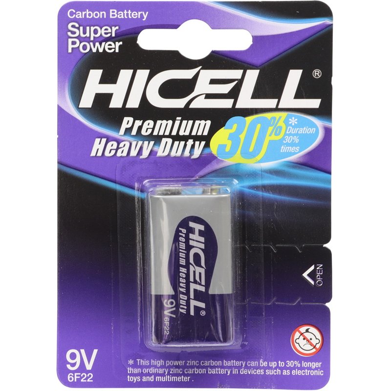 HICELL 9V Zinc Batteries – 1-Pack (12) HICELL 9V Zinc Batteries – 1-Pack (12)