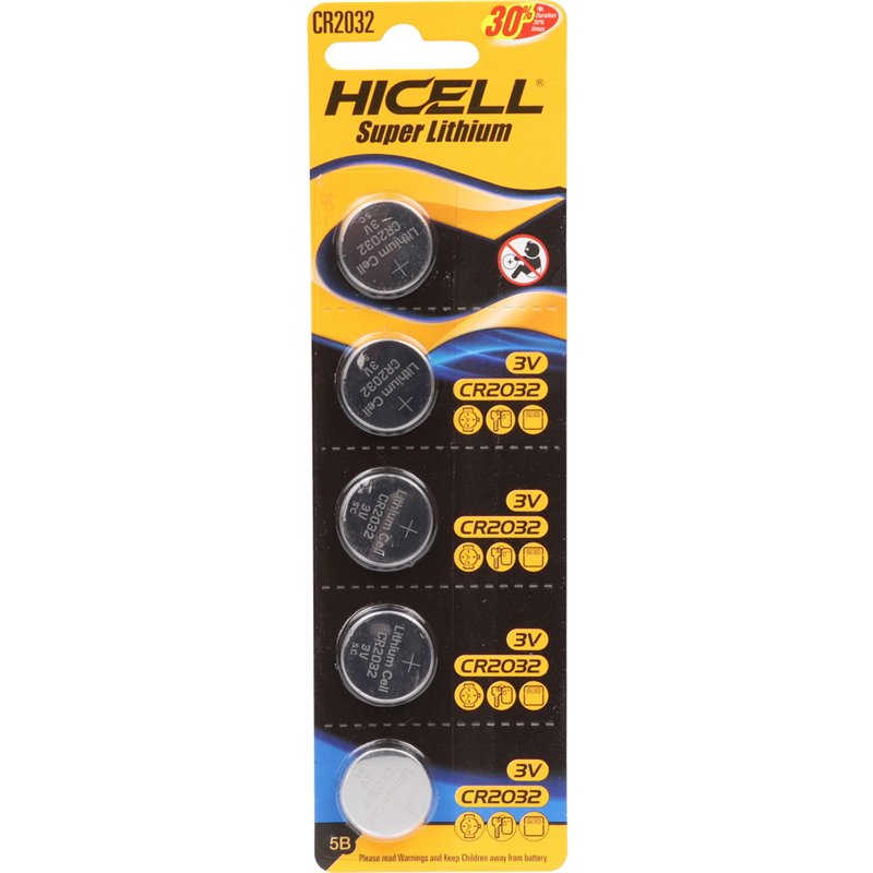 HICELL CR2032 3V Lithium Button Cell Batteries – 5-Pack (20) HICELL CR2032 3V Lithium Button Cell Batteries – 5-Pack (20)