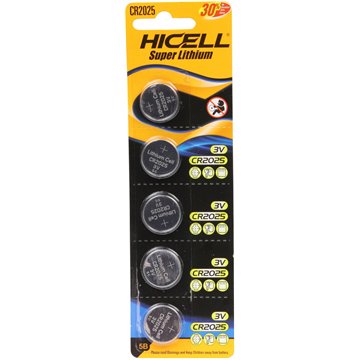 HICELL CR2025 3V Lithium Button Cell Batteries – 5-Pack (20)