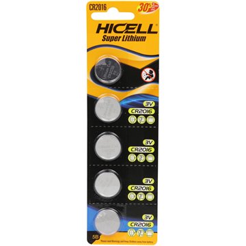 HICELL CR2016 3V Lithium Button Cell Batteries – 5-Pack (20)