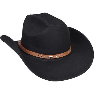 Black Felt Cowboy Hat with Brown Studded Band