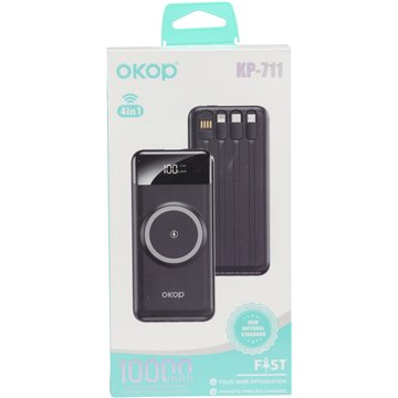 Magnetic Wireless Power Bank – 10000mAh, Built-in Cables & LED Display