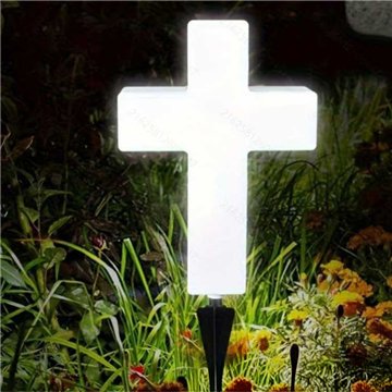 Solar LED Memorial Cross Light for Cemetery Grave Marker 25X24cm