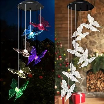 Solar LED Wind Chime Lights with Butterfly Design