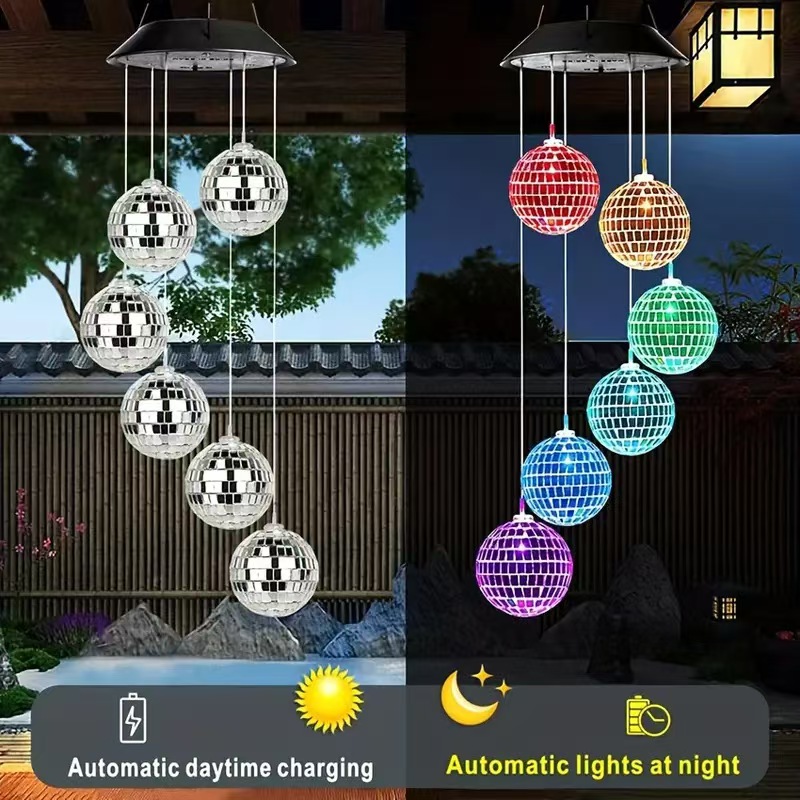 Solar LED Wind Chime Lights with Crystal Ball Design Solar LED Wind Chime Lights with Crystal Ball Design