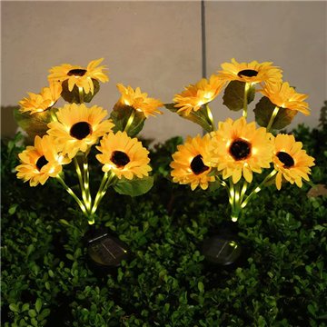 Solar Garden Stake Light with Yellow Sunflowers