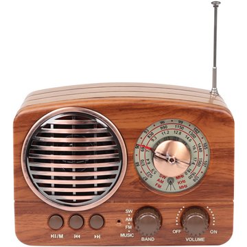 Retro Bluetooth Radio TF Card & USB Music Playback, Vintage Wood Style
