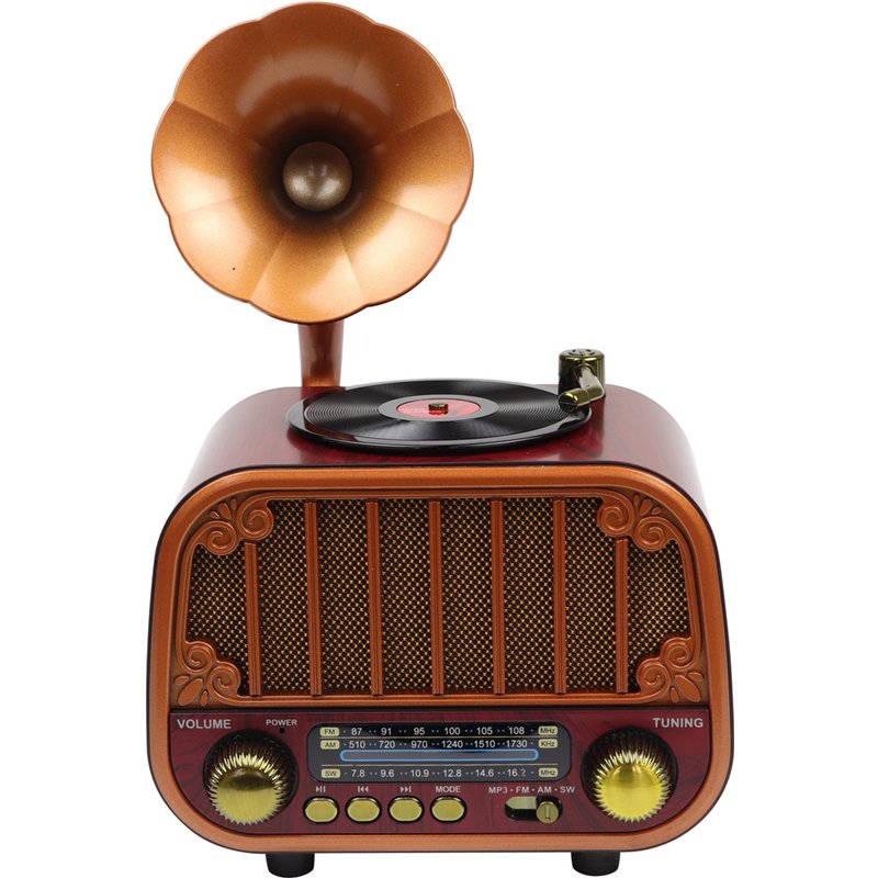 Vintage Bluetooth Radio with Gramophone Horn,TF Card/USB Music Playback Vintage Bluetooth Radio with Gramophone Horn,TF Card/USB Music Playback