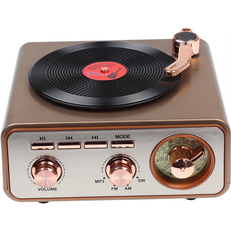 Turntable Style Bluetooth Radio, Supports TF Card & USB Playback Turntable Style Bluetooth Radio, Supports TF Card & USB Playback
