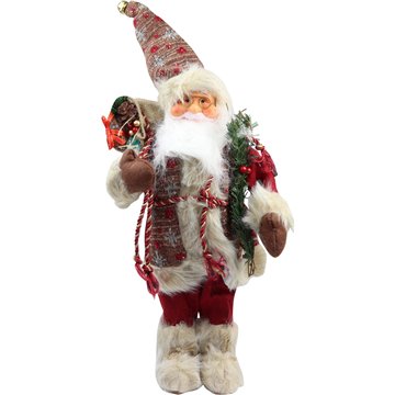 60cm Standing Santa Claus Figurine with Festive Outfit and Gift Sack 