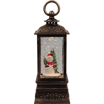 Christmas LED Lantern with Glitter Water Spinner, USB Powered with Music 9X23cm