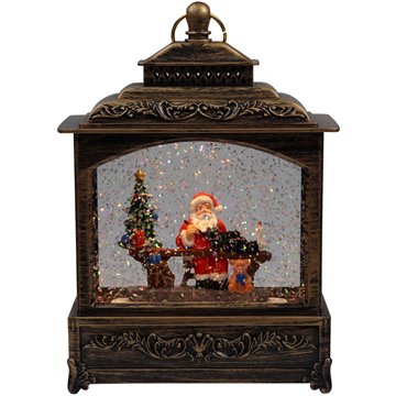 Christmas LED Lantern with Glitter Water Spinner, USB Powered with Music 15X23cm