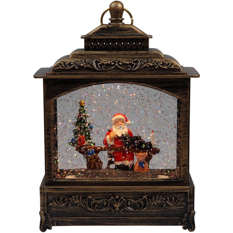 Christmas LED Lantern with Glitter Water Spinner, USB Powered with Music 15X23cm Christmas LED Lantern with Glitter Water Spinner, USB Powered with Music 15X23cm
