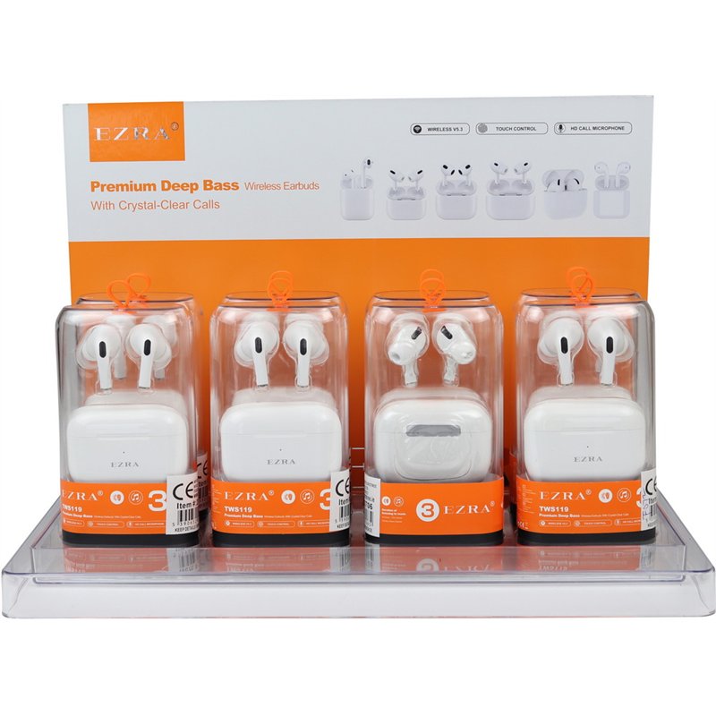 EZRA TWS119 Wireless Bluetooth Earbuds with Charging Case (8) EZRA TWS119 Wireless Bluetooth Earbuds with Charging Case (8)