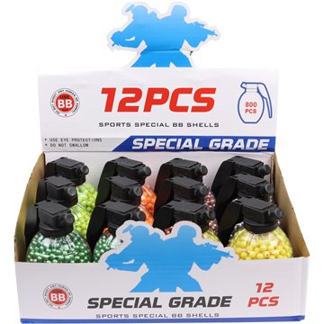 800pcs BB Pellets in Grenade-Shaped Bottles, Assorted Colors （12）