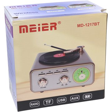 Turntable Style Bluetooth Radio, Supports TF Card & USB Playback