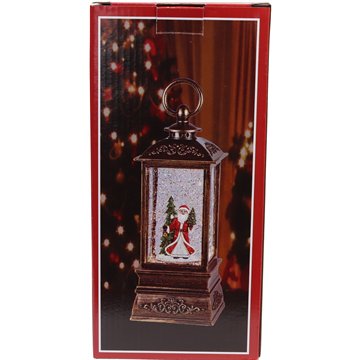Christmas LED Lantern with Glitter Water Spinner, USB Powered with Music 9X23cm