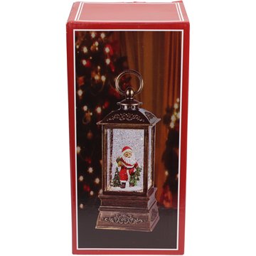Christmas LED Lantern with Glitter Water Spinner, USB Powered with Music 9X23cm