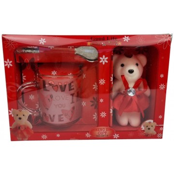 Red Bear & Glass Cup Gift...