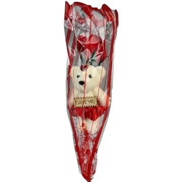 Single Rose & Bear 45cm(12)