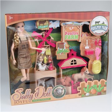 Sally Doll Farm Playset 34X48cm