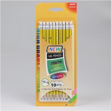 10Pcs Yellow HB Pencils