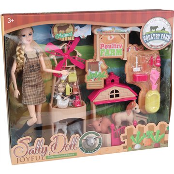 Sally Doll Farm Playset 34X48cm