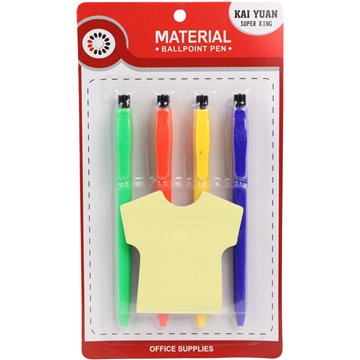 4Pcs Ballpoint Pen With Note